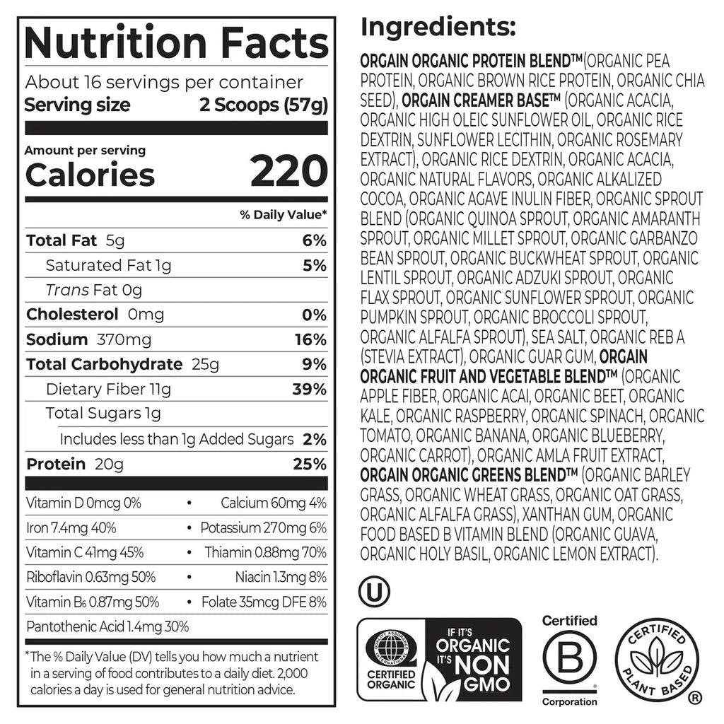 Organic Meal Powder - Creamy Chocolate Fudge