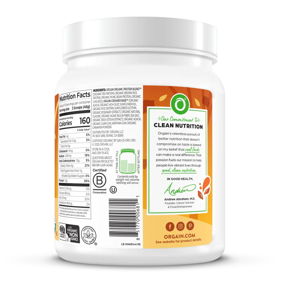 Organic Protein™ Plant Based Protein Powder - Pumpkin Spice