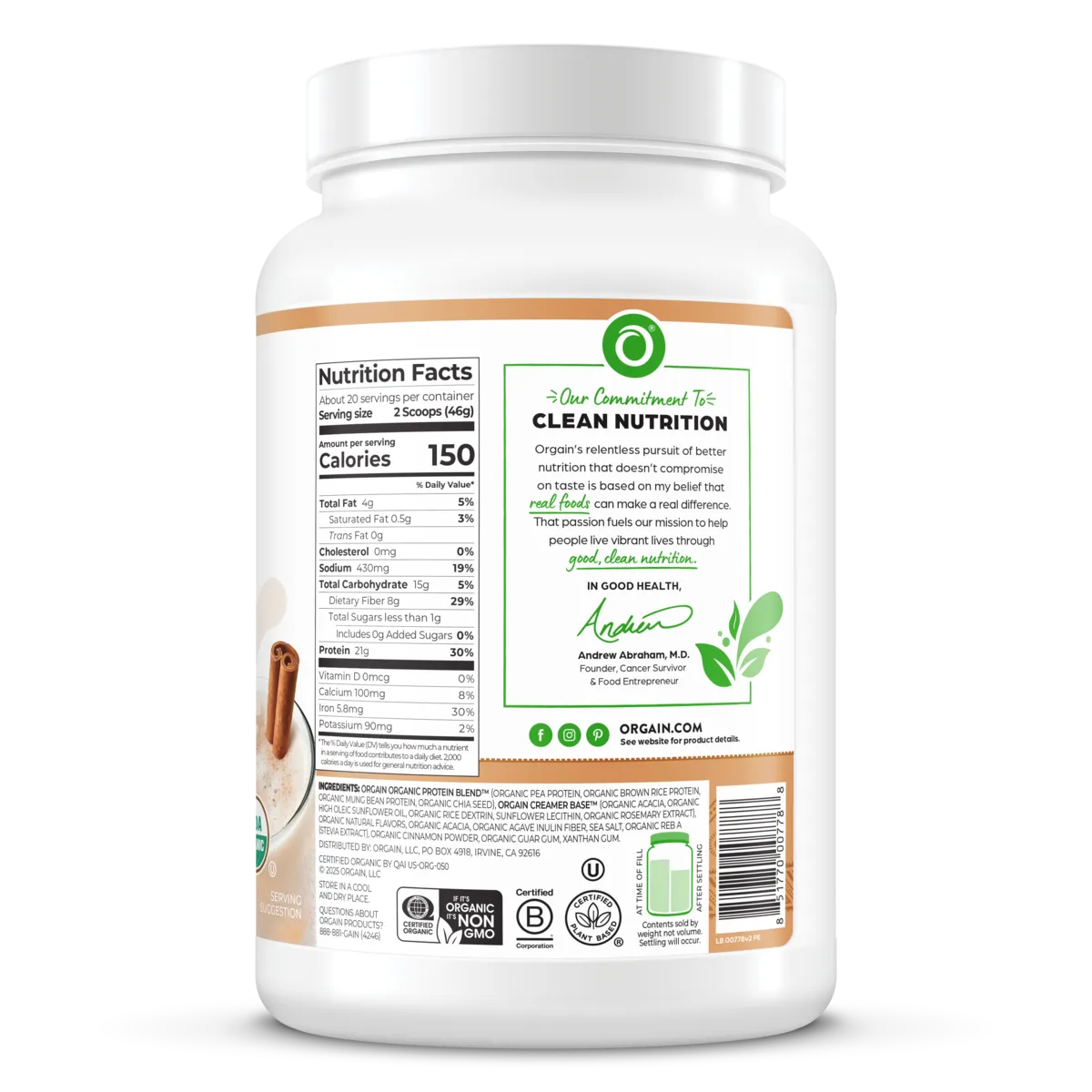 Organic Protein™ Plant Based Protein Powder - Horchata