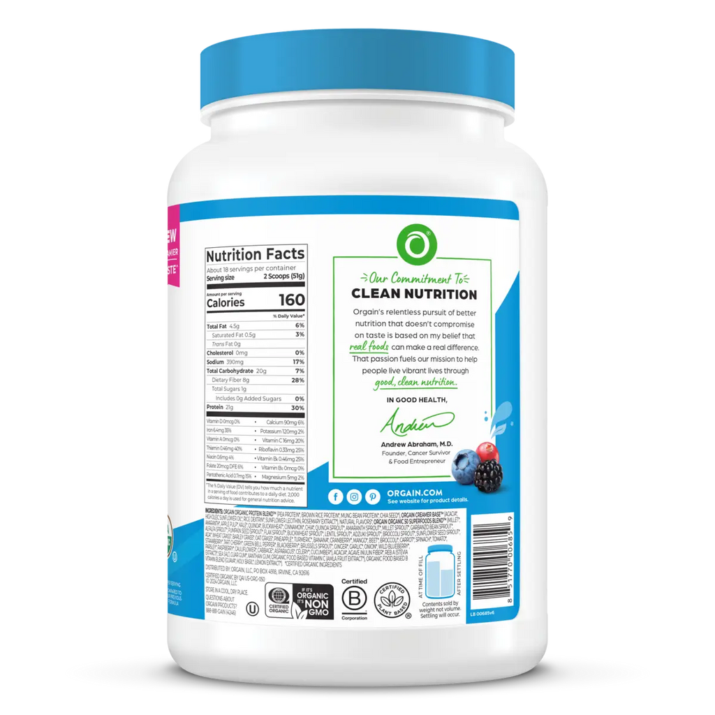 Organic Protein™ & Superfoods Plant Based Protein Powder - Vanilla bean