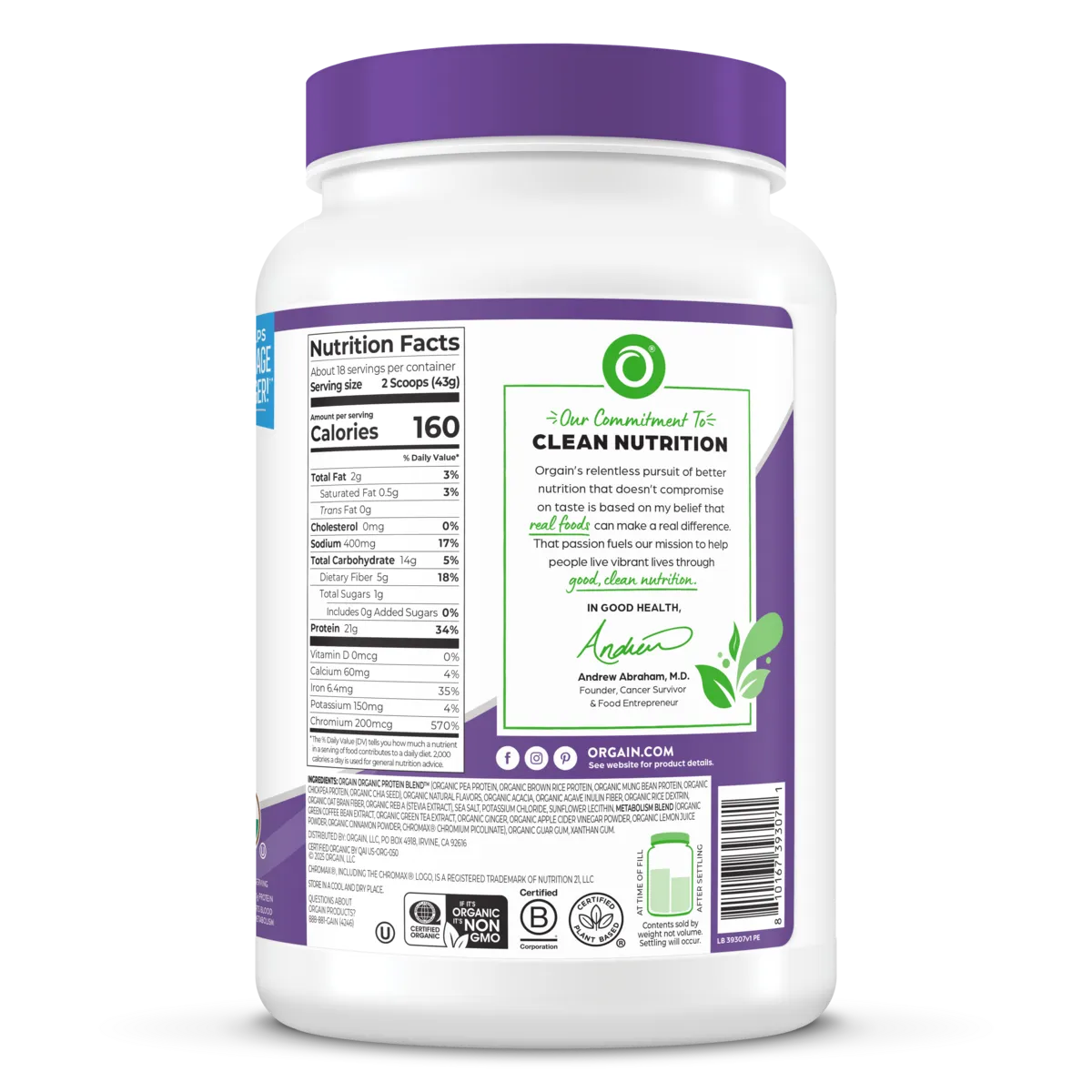 Organic Protein Powder + Metabolism Blend Vanilla Bean