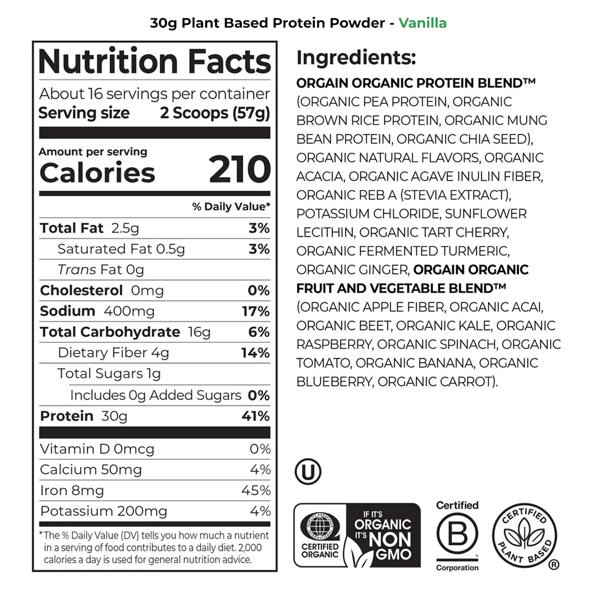 30g Plant Protein Powder - Vanilla