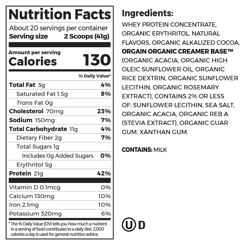 Grass Fed Whey Protein Powder - Creamy Chocolate Fudge