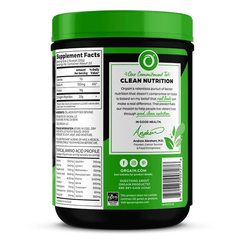 Grass Fed Pasture Raised Collagen Peptides - Unflavored